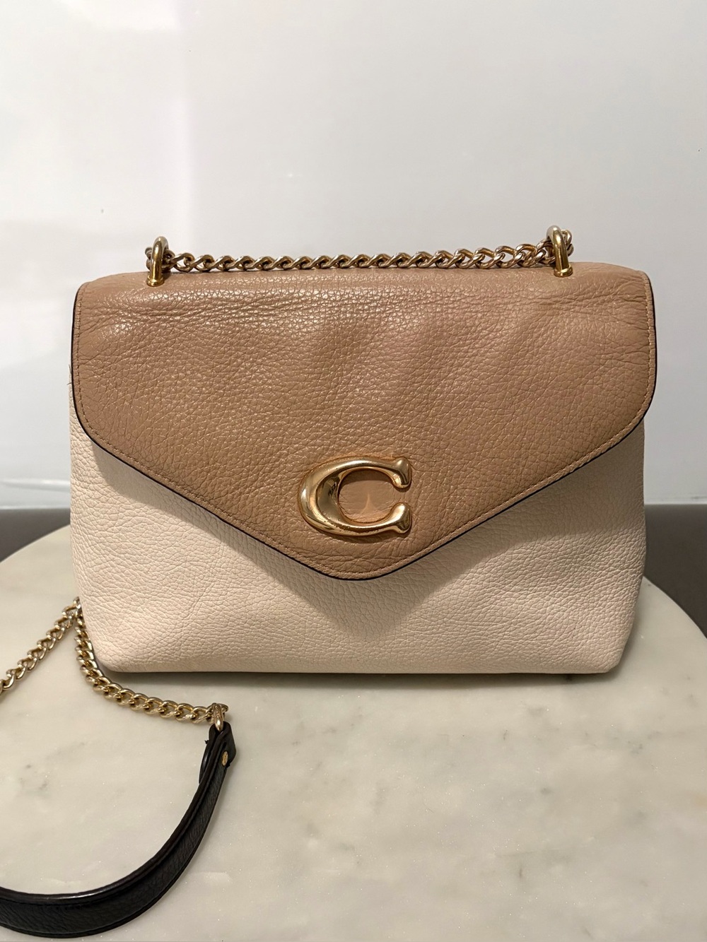 COACH TAMMIE Shoulder Bag C6786 Chain Crossbody Pebble Leather Handbag Purse